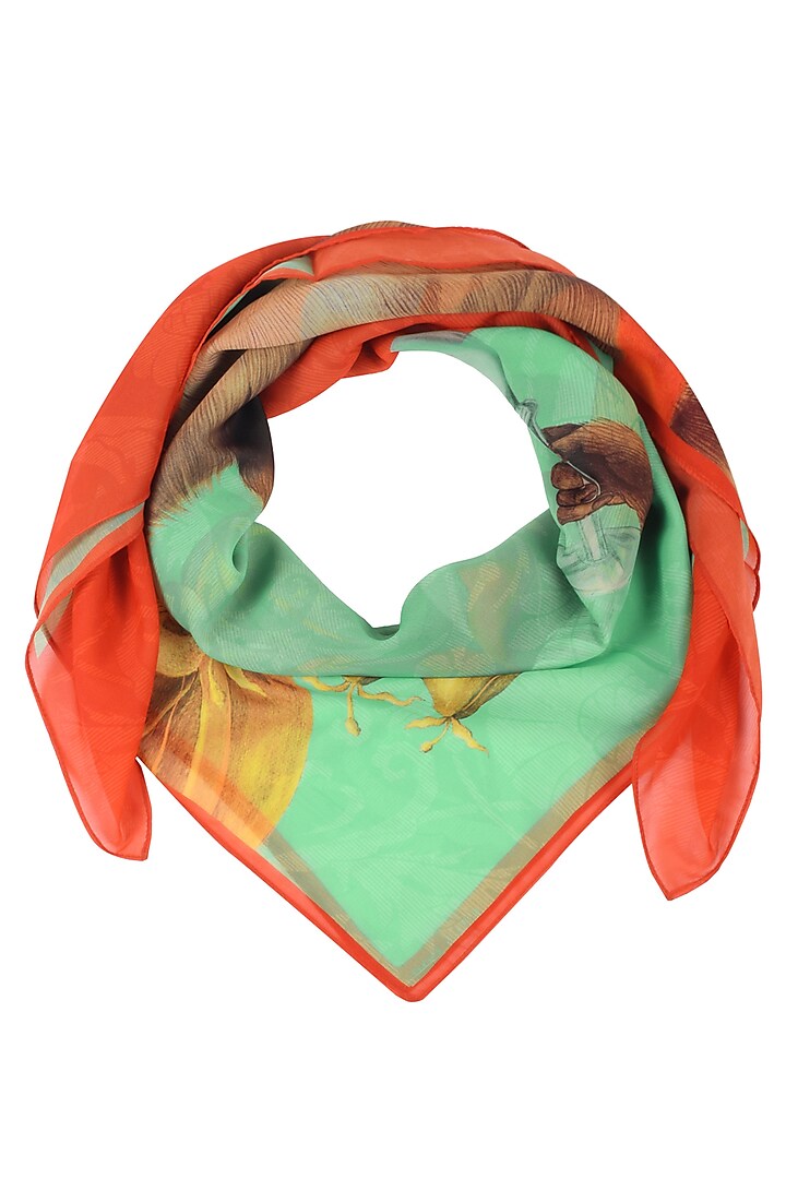 Red and Green Easter Egg Hunt Scarf by RASEEL AT CASAPOP