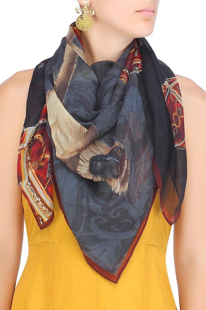 RASEEL AT CASAPOP presents Grey and black easter egg hunt scarf available only at Pernia's Pop Up Shop.
