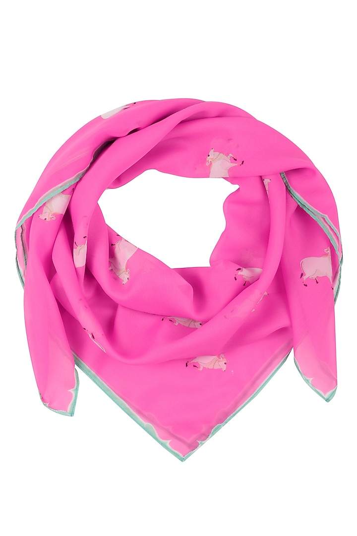 Pink and White Cow Print Scarf by RASEEL AT CASAPOP