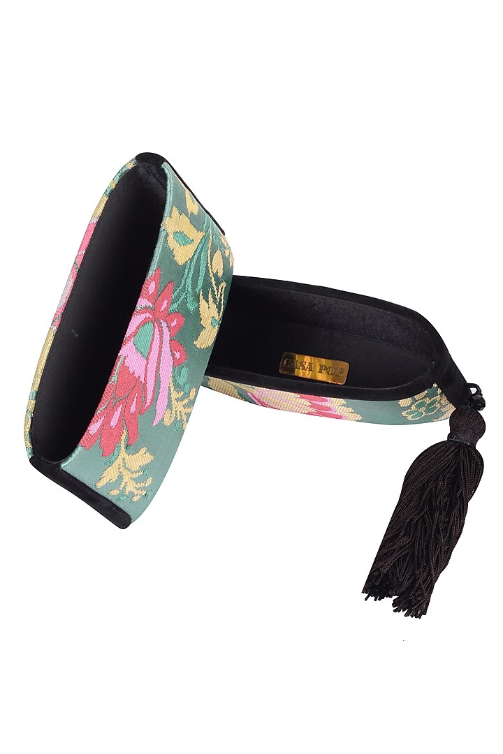 RASEEL AT CASAPOP presents Blue floral pattern hand woven pouch clutch available only at Pernia's Pop Up Shop.