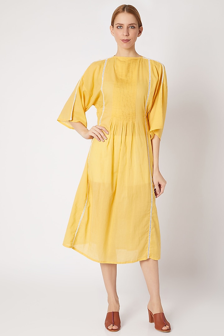 Canary Yellow Pleated Dress by Chambray & Co.