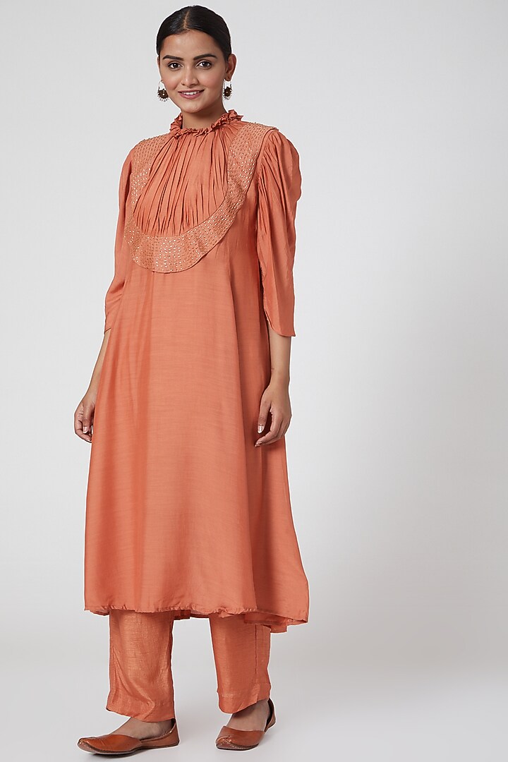 Orange Embroidered Tunic Set by Chambray & Co. at Pernia's Pop Up Shop