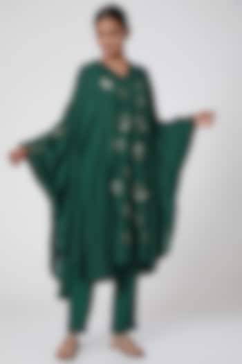 Emerald Green Embroidered Tunic Set by Chambray & Co.