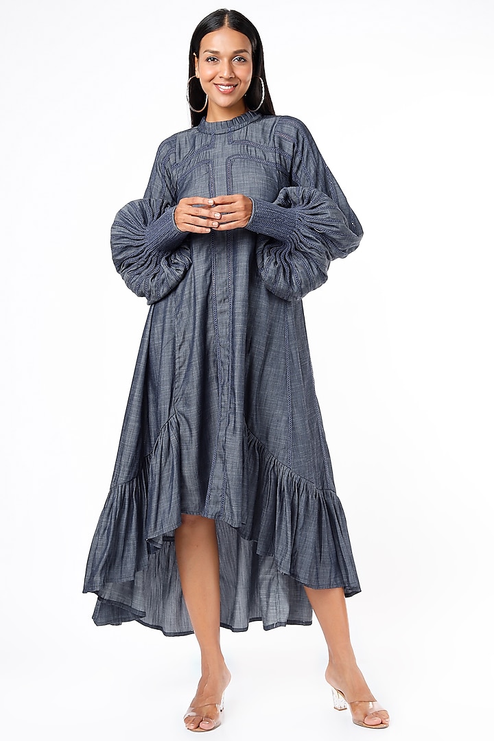 Blue Silk Denim Tencel Dress by Chambray & Co.