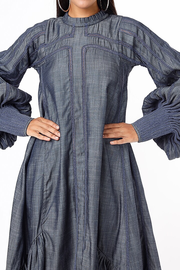 Blue Silk Denim Tencel Summer Dress by Chambray & Co. at Pernia's Pop Up Shop