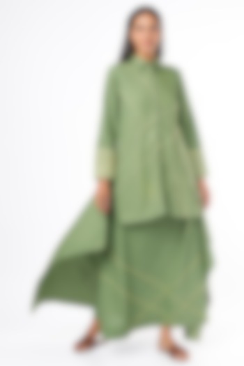 Olive Green Cotton Skirt Set by Chambray & Co. at Pernia's Pop Up Shop