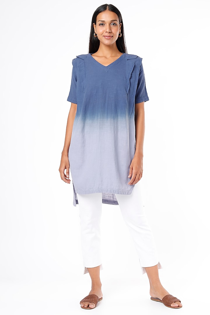 Blue Ombre Pleated Tunic by Chambray & Co. at Pernia's Pop Up Shop