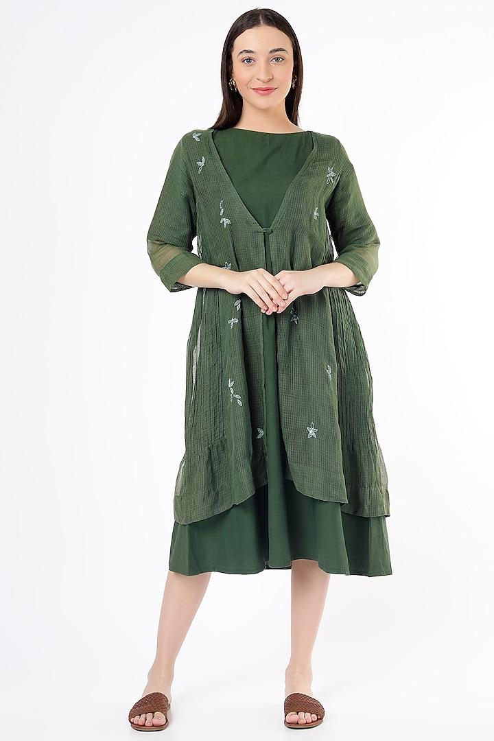 Green Kota Embroidered Jacket Set by Chambray & Co. at Pernia's Pop Up Shop