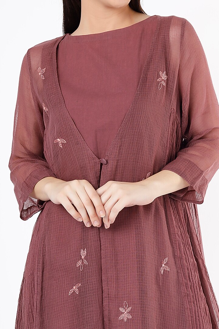 Wine Triple-Layered Embroidered Summer Dress by Chambray & Co. at Pernia's Pop Up Shop