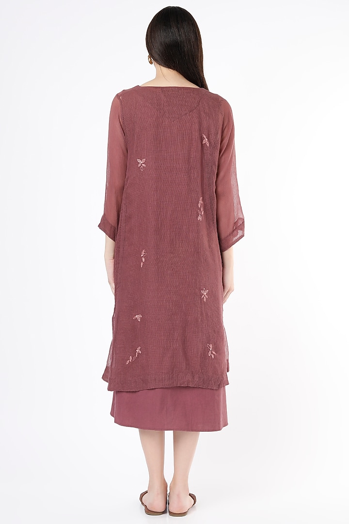 Wine Triple-Layered Embroidered Summer Dress by Chambray & Co. at Pernia's Pop Up Shop