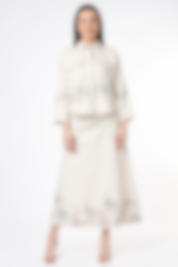 Ivory Kantha Embroidered Shirt by Chambray & Co. at Pernia's Pop Up Shop