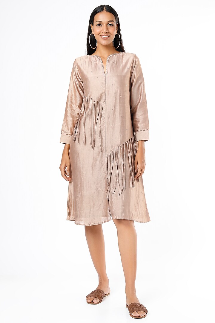 Nude Hand Embroidered Tunic by Chambray & Co. at Pernia's Pop Up Shop