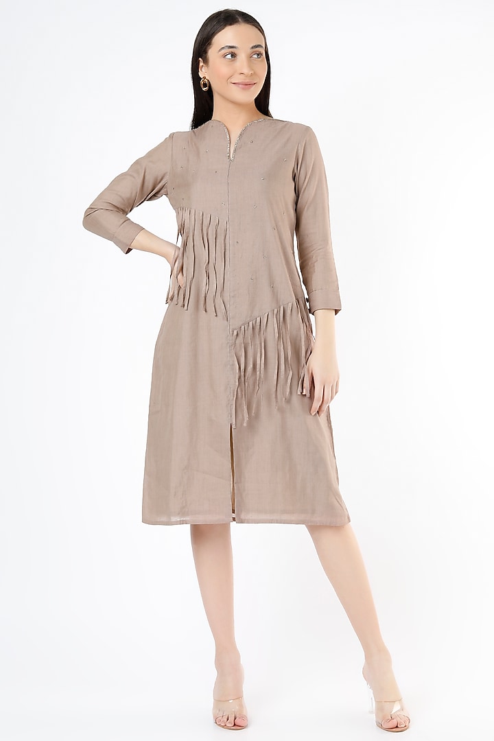 Nude Hand Embroidered Tunic by Chambray & Co. at Pernia's Pop Up Shop