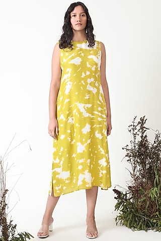 Green Tea Yellow Silk Dress by Chambray & Co.