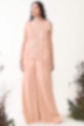 Nude Blush Silk Crepe Jumpsuit With Jacket by Chambray & Co. at Pernia's Pop Up Shop