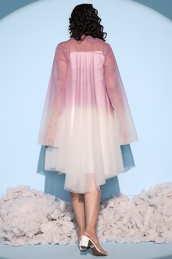 White & Lilac Soft Silk Net Jacket Vacation Dress by Chambray & Co. at Pernia's Pop Up Shop