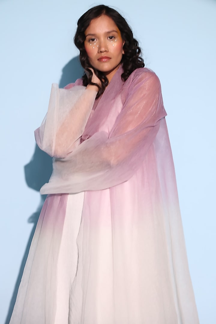 White & Lilac Soft Silk Net Jacket Vacation Dress by Chambray & Co. at Pernia's Pop Up Shop