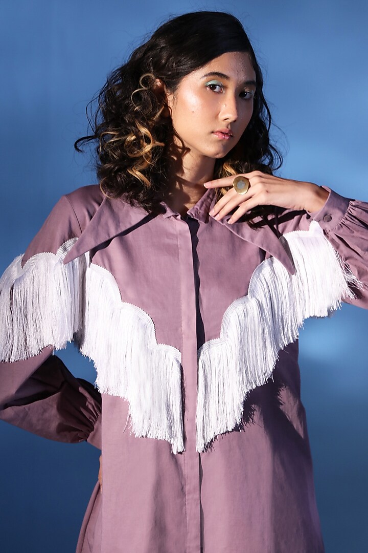 Lilac & White Pure Cotton Summer Shirt Dress With Skirt by Chambray & Co. at Pernia's Pop Up Shop
