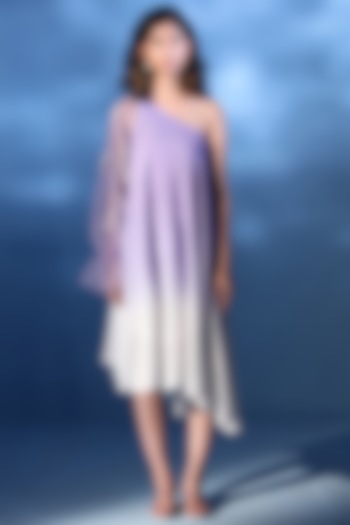 Lilac & White Pure Silk Ombre Dyed Summer Dress by Chambray & Co. at Pernia's Pop Up Shop