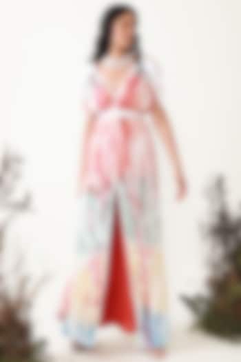 Multi-Colored Crushed Cotton Shibori Dyed Vacation Dress With Pants by Chambray & Co. at Pernia's Pop Up Shop