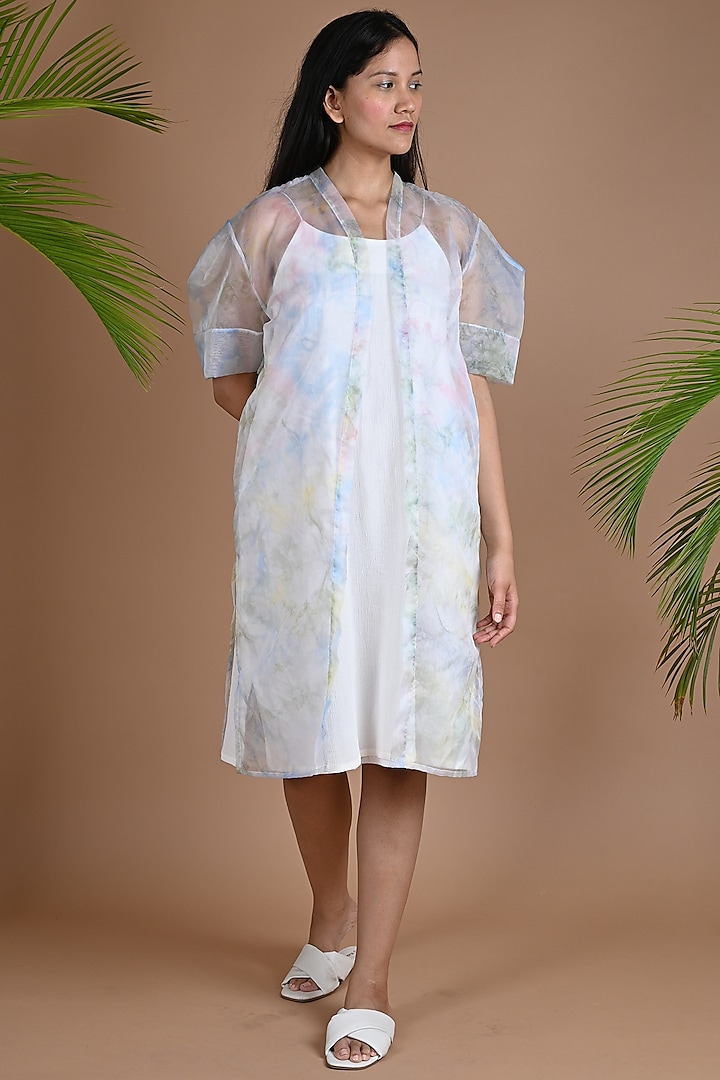 White Shibori Dyed Jacket Dress by Chambray & Co.