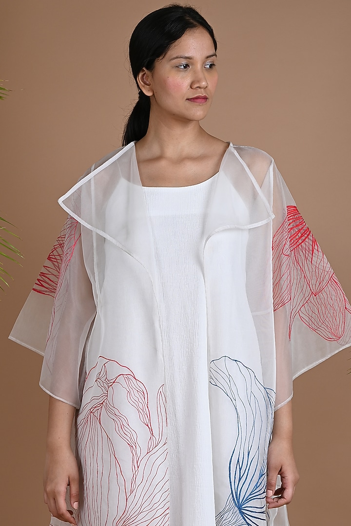White Embroidered Jacket Vacation Dress by Chambray & Co. at Pernia's Pop Up Shop