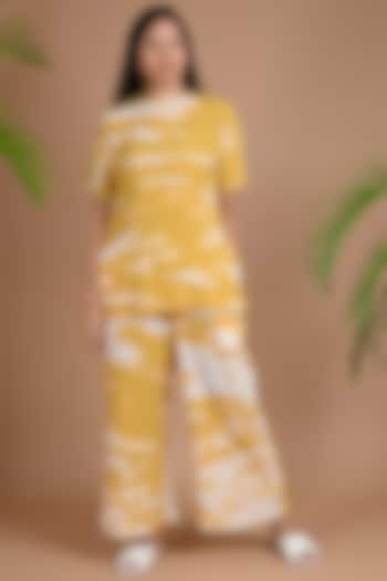 Yellow Silk Shibori Dyed Tunic by Chambray & Co. at Pernia's Pop Up Shop