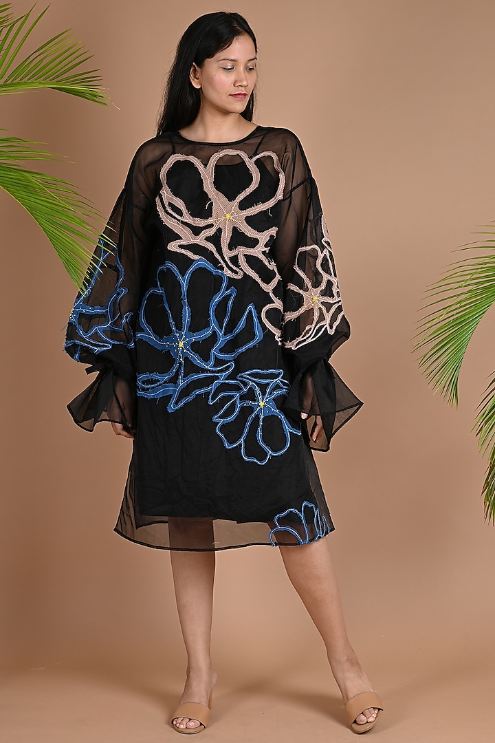 Black Embroidered Jacket Dress by Chambray & Co.