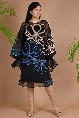 Black Embroidered Jacket Dress by Chambray & Co.