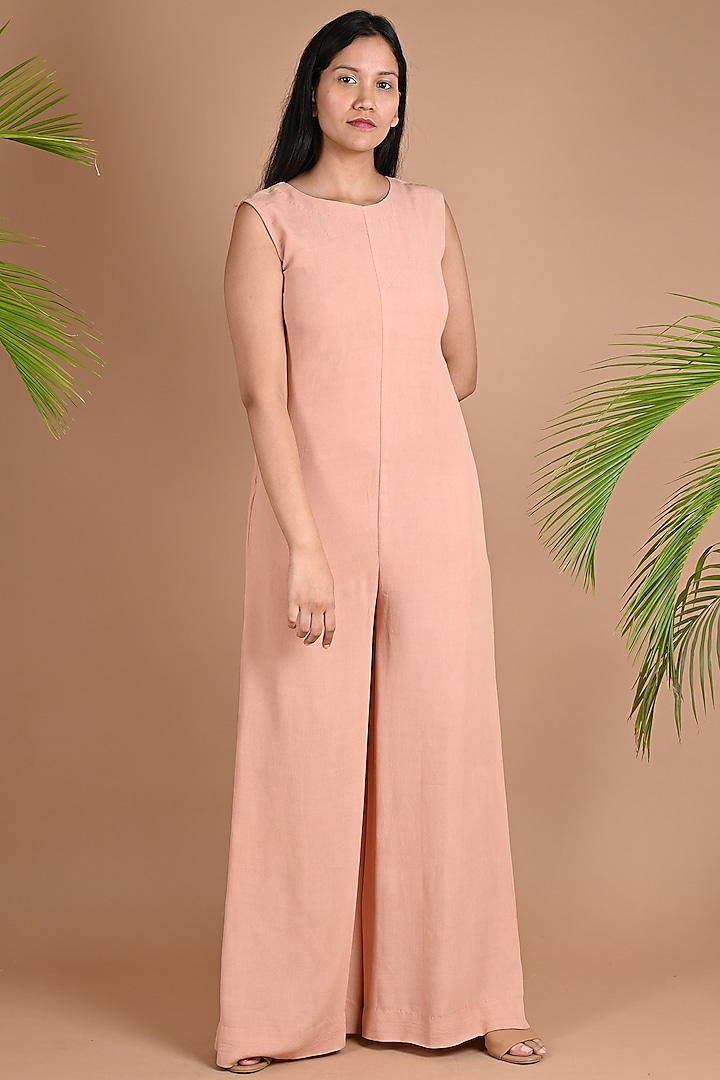 Pink Crepe Silk Jumpsuit by Chambray & Co.