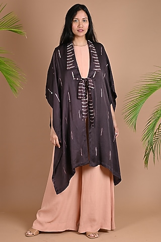 Pink Crepe Jumpsuit With Shibori Dyed Jacket by Chambray & Co.