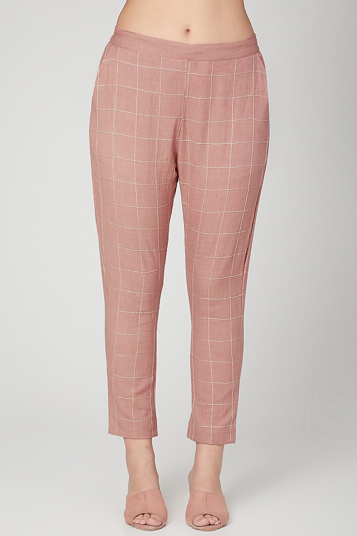 Peach Embroidered Shirt With Pants by Chambray & Co. at Pernia's Pop Up Shop