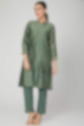 Emerald Green Embroidered Dress With Pants by Chambray & Co. at Pernia's Pop Up Shop