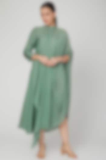 Emerald Green Embroidered Draped Tunic by Chambray & Co.