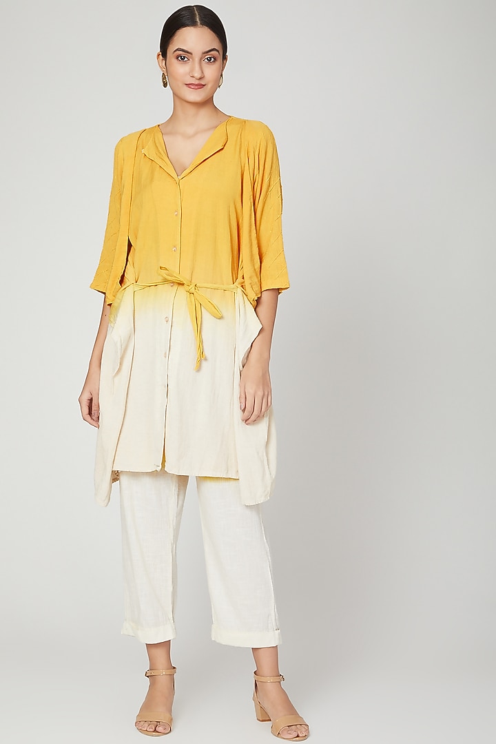 Yellow & White Jacket Vacation Dress With Pants by Chambray & Co. at Pernia's Pop Up Shop