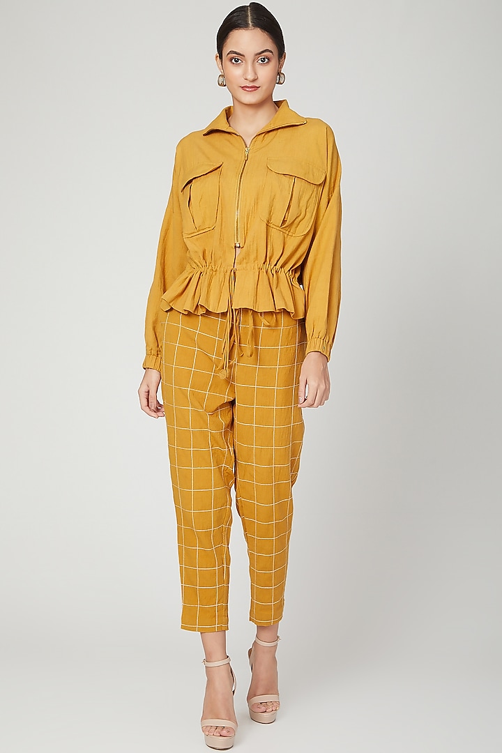 Mustard Bomber Jacket With Pants by Chambray & Co. at Pernia's Pop Up Shop