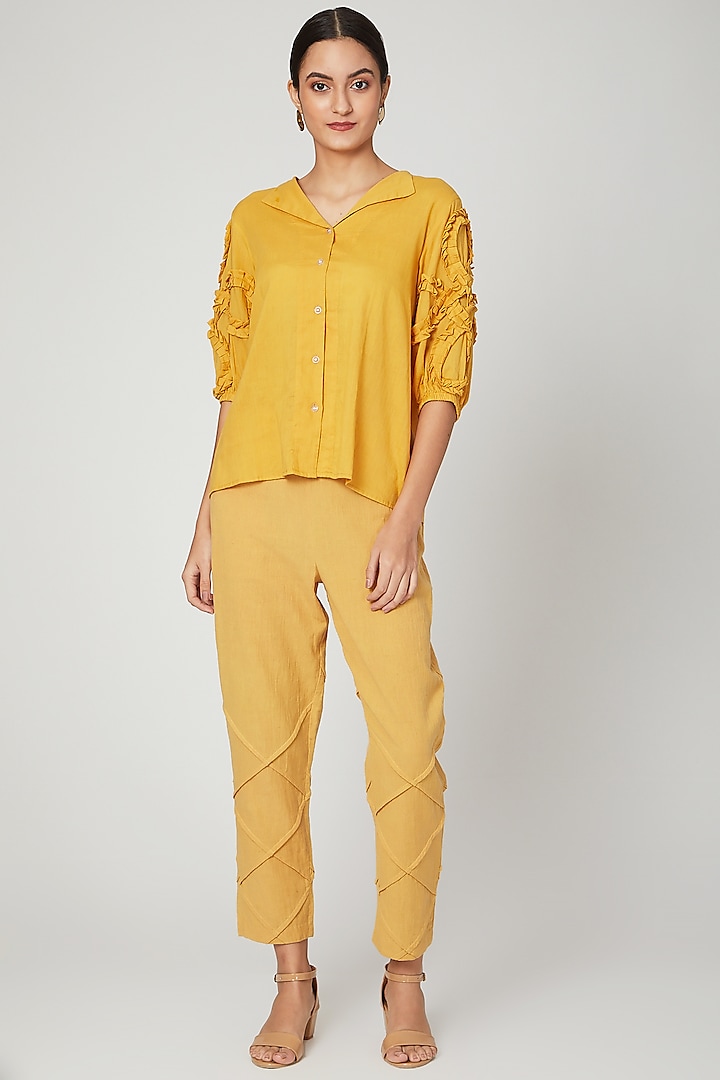 Mustard Shirt With Pants by Chambray & Co. at Pernia's Pop Up Shop