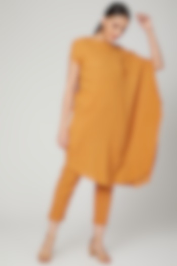 Mustard Asymmetric Dress With Pants by Chambray & Co. at Pernia's Pop Up Shop