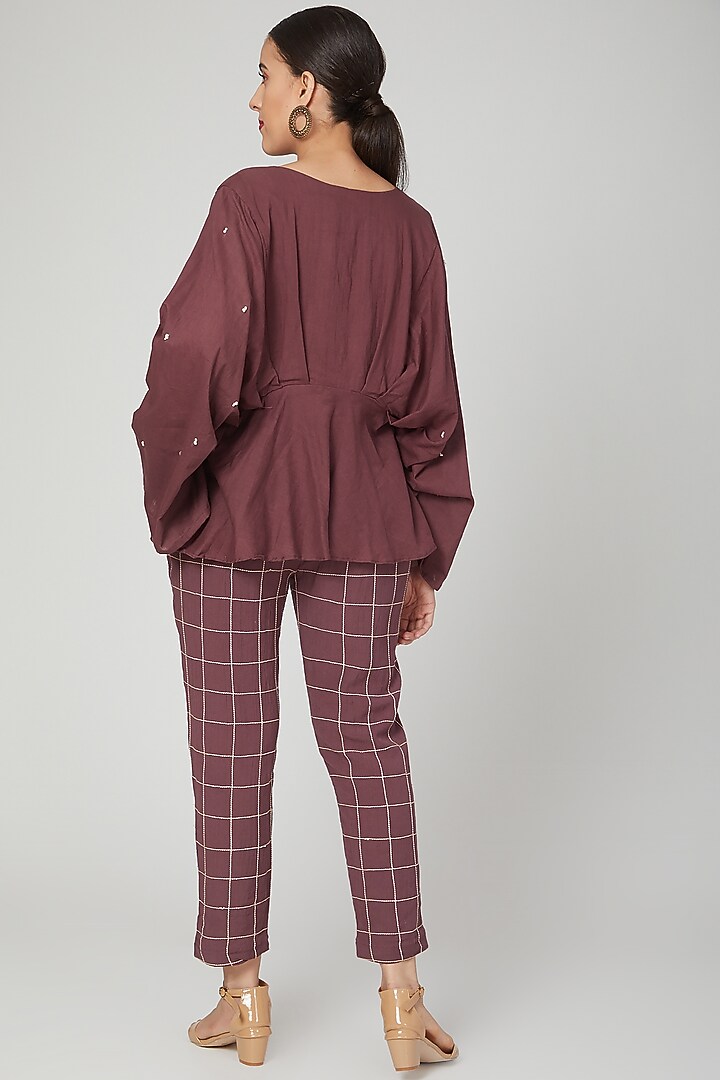 Wine Statement Sleeve Top With Pants by Chambray & Co. at Pernia's Pop Up Shop