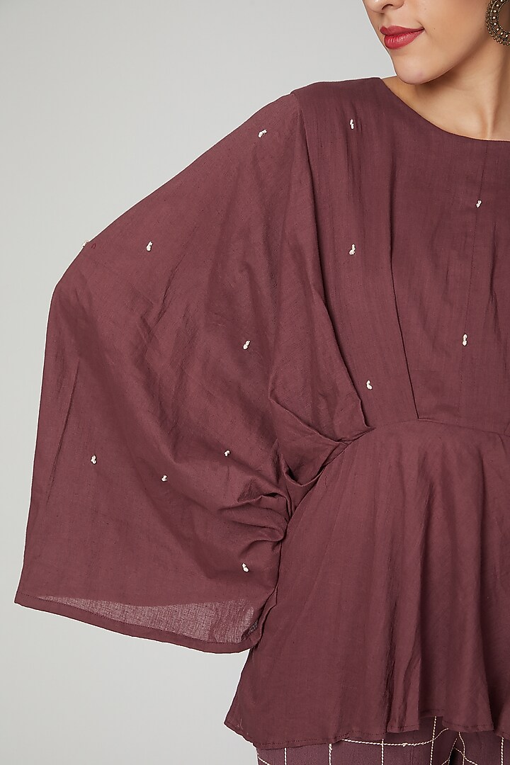 Wine Statement Sleeve Top With Pants by Chambray & Co. at Pernia's Pop Up Shop