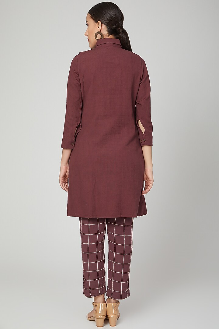 Wine Fit & Flared Summer Dress With Pants by Chambray & Co. at Pernia's Pop Up Shop