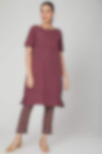 Wine Embroidered Dress With Pants by Chambray & Co. at Pernia's Pop Up Shop