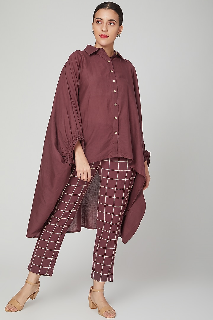 Wine Cotton Shirt by Chambray & Co. at Pernia's Pop Up Shop