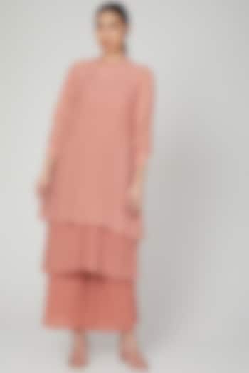 Peach Linen Crushed Pants by Chambray & Co. at Pernia's Pop Up Shop