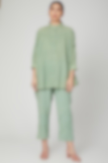 Mint Green Pleated Pants by Chambray & Co. at Pernia's Pop Up Shop