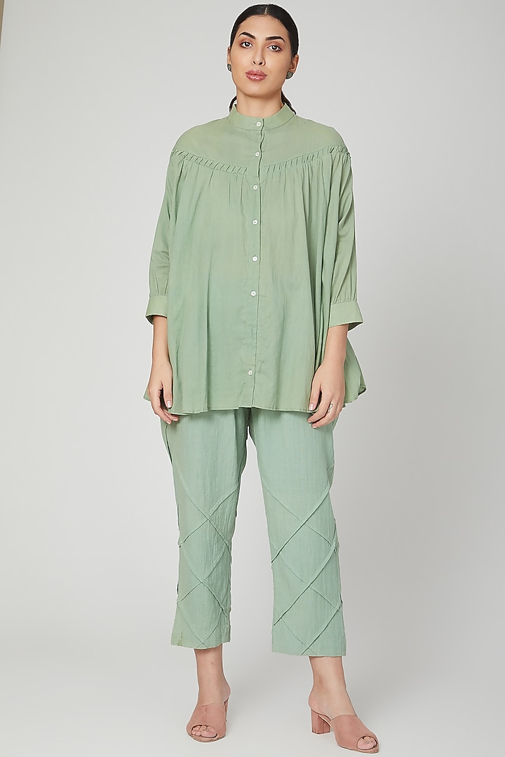 Mint Green Pleated Pants by Chambray & Co. at Pernia's Pop Up Shop