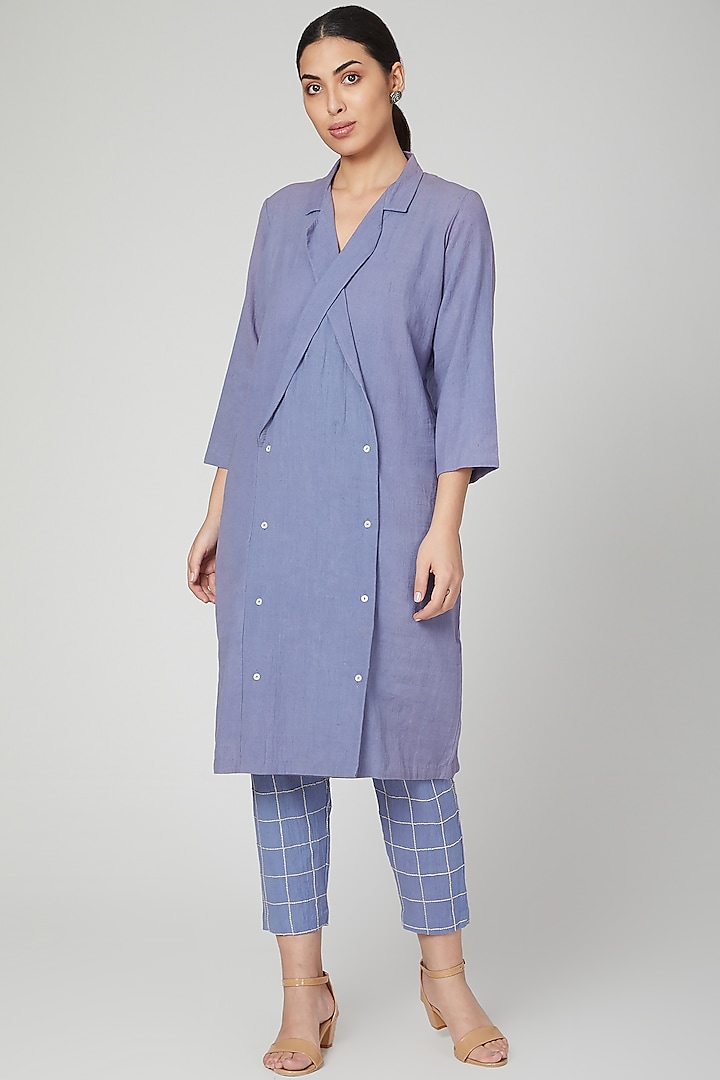 Sky Blue Shirt Dress With Pants by Chambray & Co.