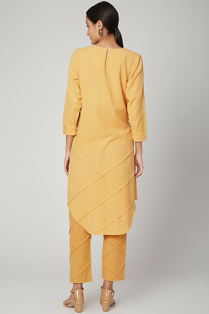 Yellow Pant Set In Cotton Linen For Girls by Chambray - Kids at Pernia's Pop Up Shop