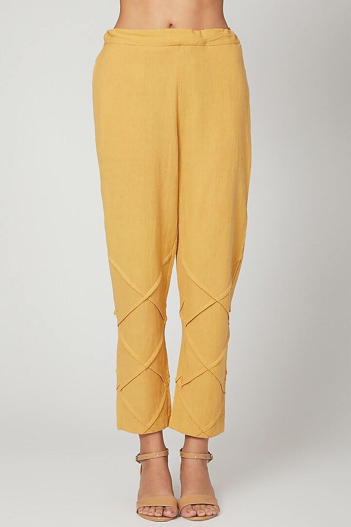 Yellow Pant Set In Cotton Linen For Girls by Chambray - Kids at Pernia's Pop Up Shop