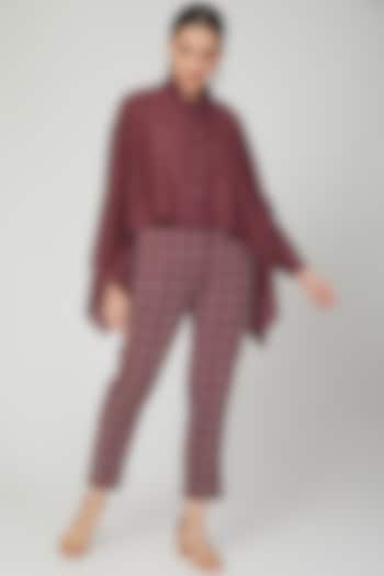 Wine Cotton Oversized Shirt For Girls by Chambray - Kids at Pernia's Pop Up Shop